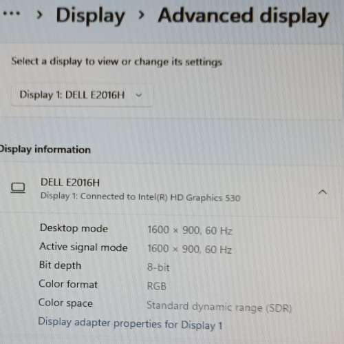 Dell E2016Hb 20` LED Monitor (1600x900 pixel resolution)