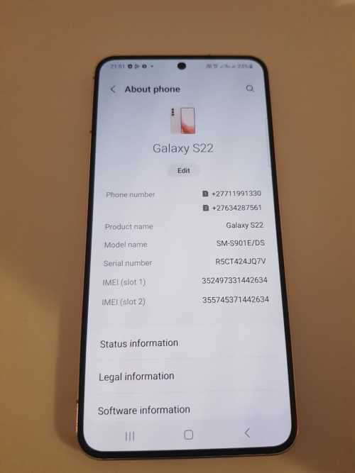 SAMSUNG S22 DUAL SIM MINT CONDITION 8GB RAM 256GB