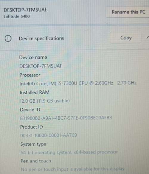 Dell Latitude 5480, 7th Gen Intel i5-7300U@2.6GHz, 12GB RAM, 256GB m.2 SSD, 14` FHD Display, Win11