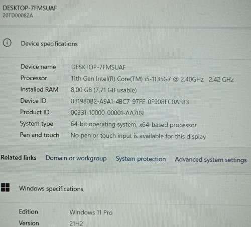 Lenovo  ThinkPad E15, 11th Gen i5-1135G7@2.4GHz, 8GB RAM, 5123GB m.2 NVMe SSD, 15` FHD Display