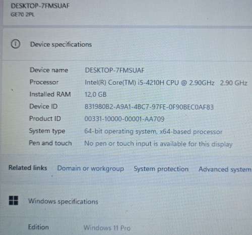 MSI MS-175A Apache 17.5` Gaming Laptop, i5-4210H@2.9GHz, 12GB RAM, 64GB mSATA,  1TB HDD, FHD Display