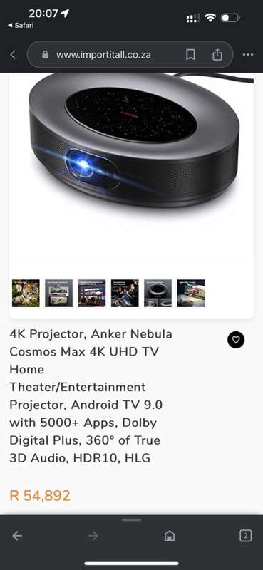 4K Projector, Anker Nebula Cosmos Max 4K UHD TV Home Theater/Entertainment Projector Mint Retail 55k
