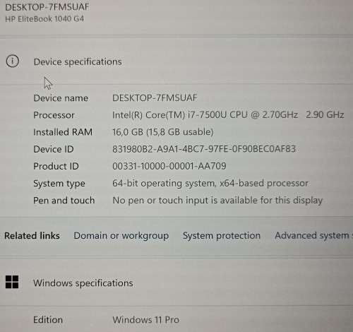 HP EliteBook Folio 1040G4, UHD 3480x2160 Display, Intel i7-7500U@2.7GHz, 16GB RAM, 512GB NVMe SSD,