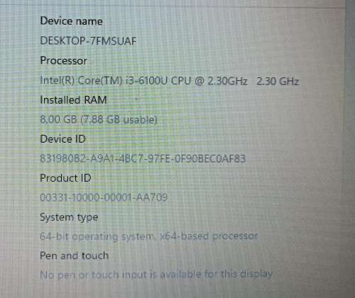 Lenovo IdeaPad 110-15ISK, Intel i3-6100U@2.3GHz, 8GB RAM, 500GB HDD, 15.6` HD Display, Win11