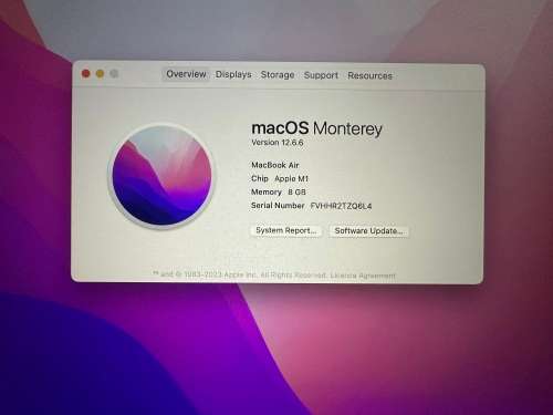 MACBOOK AIR 13 INCH M1 CHIP 8GB RAM 256GB SSD MINT AS NEW LOW CYCLE COUNT