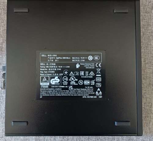 Dell OptiPlex 3080 micro, 10th Gen Intel Pentium Gold G6400T@3.4GHz, 8GB RAM,256GB NVME, 1TB HDD