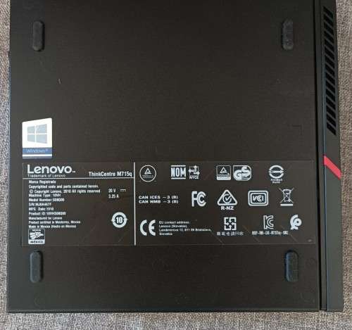 Lenovo ThinkCentre M715Q, AMD Ryzen 5 Pro 2400GE with Radeon Graphics, 256GB NVMe SSD, 8GB RAM
