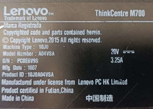 Lenovo ThinkCentre M700, 6th Gen i3-6100T@3.2GHz, 8GB RAM, 500GB HDD, WiFi, Windows 11 Pro