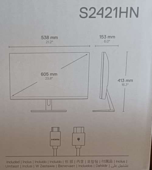 In original box, Dell 24` FHD S2421HN LED 75Hz AMD FreeSynch IPS Monitor - Silver