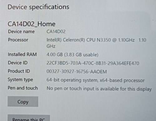 Mecer Smart CA14D01-LTE, Intel Celeron N3350@1.1GHz, 4GB RAM, 128GBeMMC SSD, 14` FHD Display, Win10