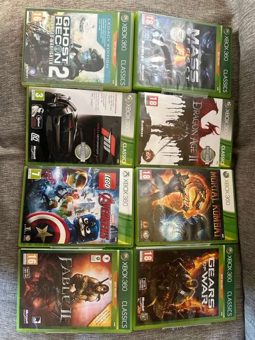 X BOX 360 250GB 2 CONTROLLERS & 8  GAMES MINT CONDITION