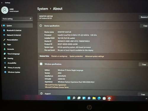 HP ProBook 650 G5 15.6-inch Laptop - Intel Core i5-8265U 256GB SSD 16GB RAM