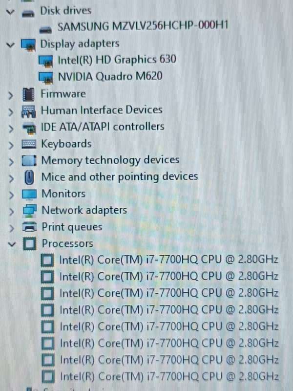 Dell Precision 3520, Nvidia Quadro M620 GPU, Intel i7-7700HQ@2.8GHz, 16GB RAM, 256GB m.2 SSD