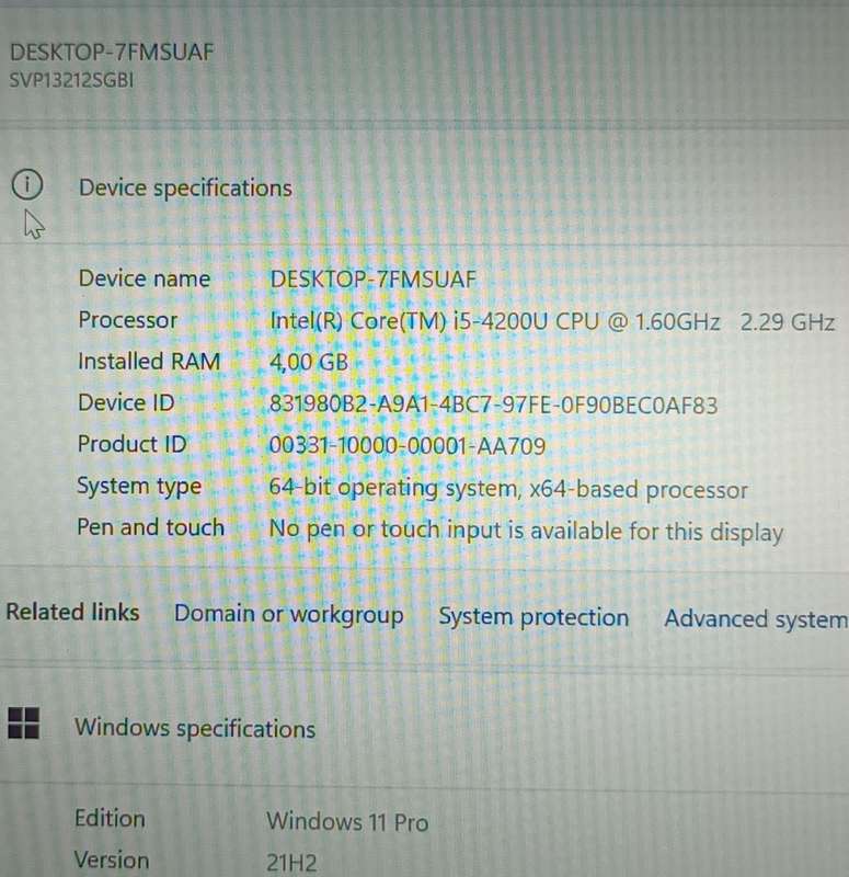 Sony VAIO SVP13212SG UltraBook, 13.3` Full HD, Intel® Core i5 i5-4200U@1.6GHz,4GB RAM, 128 GB m.2