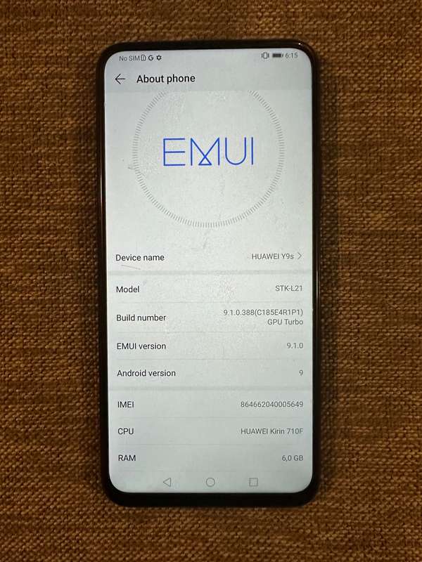 HUAWEI Y9S  SINGLE SIM 6GB RAM  128GB PLEASE READ