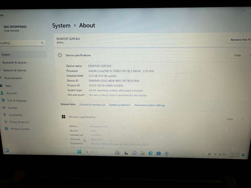 LENOVO V510-151KB CORE I5 7TH GEN 12GB RAM 512GB SSD