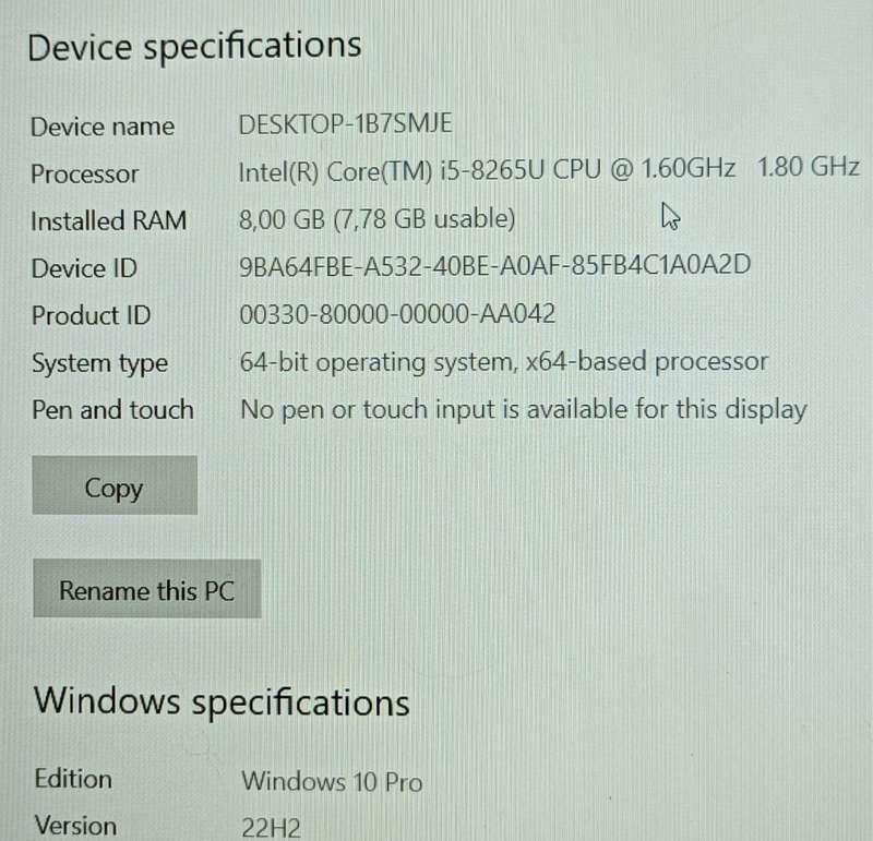 Dell Vostro 5581, 8th Gen Intel i5-8265U@1.6GHz,8GB RAM, 1 TB HDD, 15.6` FHD Display, Widows 10 Pro