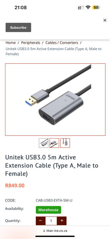 Unitek 5M Usb3.0 Active Extension Cable New