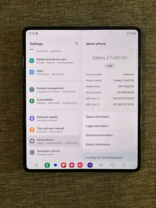 SAMSUNG Z FOLD 3 5G 12GB RAM 256GB MEMORY DUAL SIM