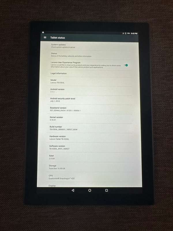 Lenovo Black 2GB RAM 16GB Tablet, TAB 4 10 TB-X304L