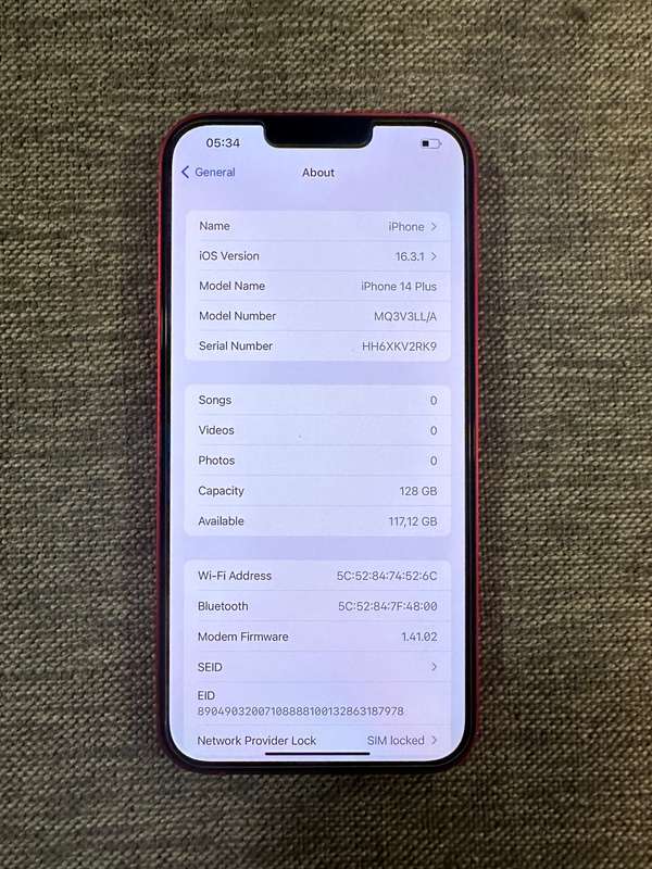 I PHONE 14 PLUS 128GB 96% BATTERY HEALTH E SIM PLEASE READ