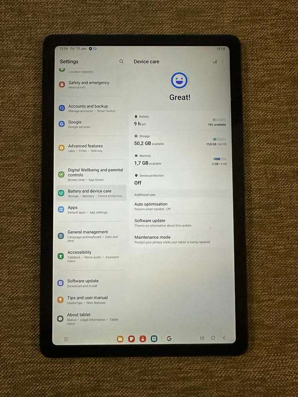 Samsung Tab S6 Lite  (10.4 Inch)(Wifi (64GB) SM-P613 MINT  WITH S PEN