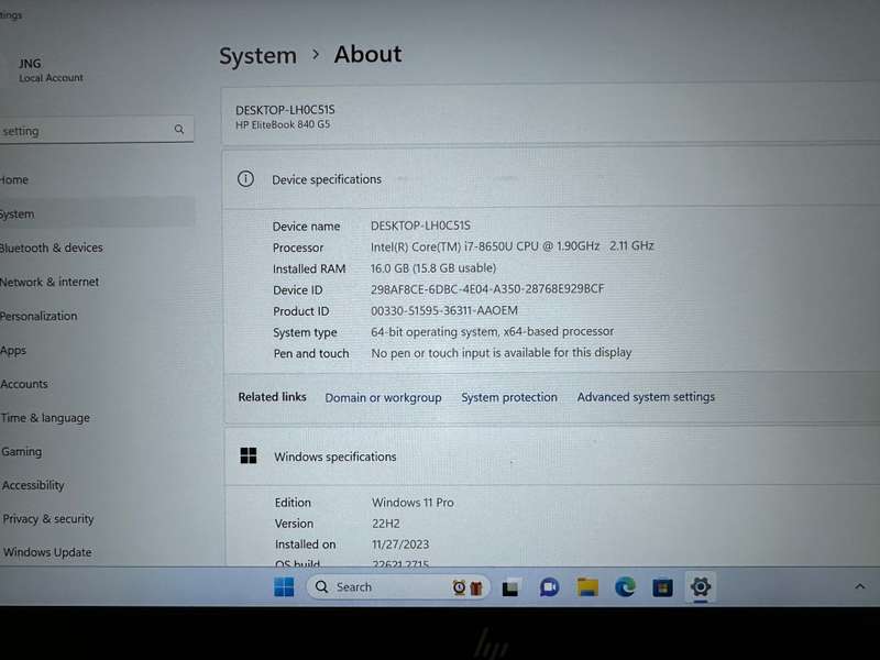 HP EliteBook 840 G5  8th Gen i7-8550U@1.9GHz, 16GB RAM, 256GB SSD,UHD GRAPHICS 620 FHD Display LTE
