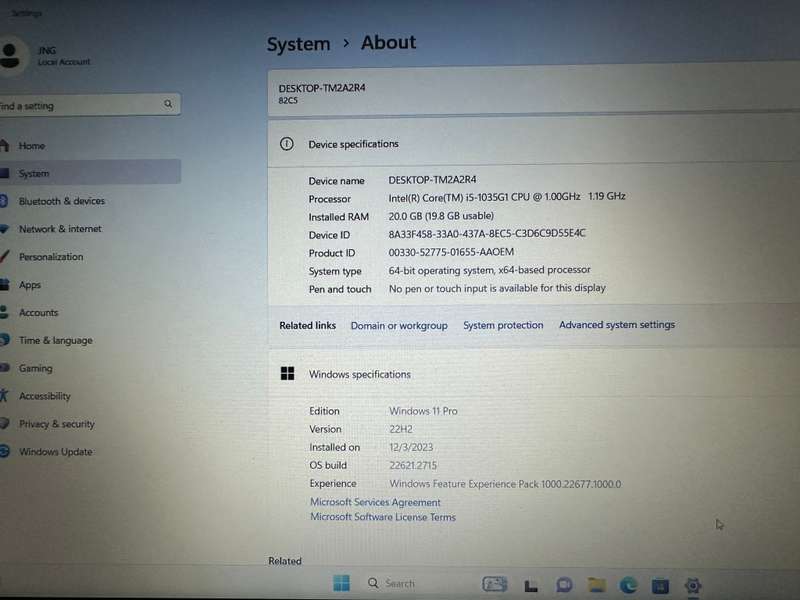 LENOVO V15-IIL CORE I5 10TH GEN 20GB RAM 512GBSSD FHD DISPLAY