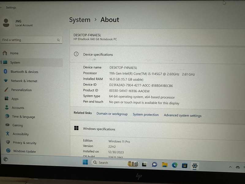 EliteBook 840 G8, 11th Gen i5 16GB RAM, 256GB NVMe SSD, 14` FHD Display Still with Hp Warranty