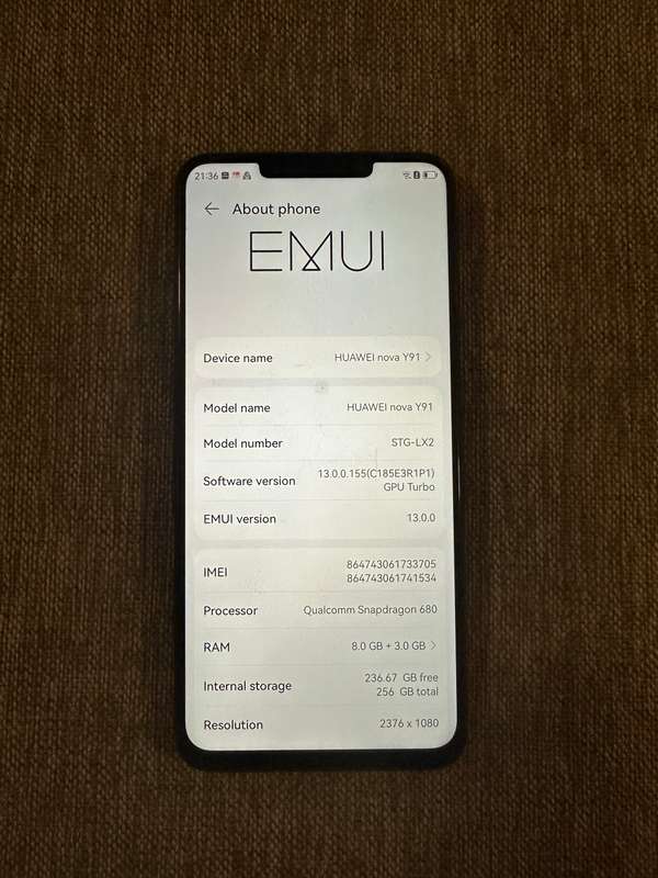 Huawei Nova Y91 256GB Dual Sim Mint