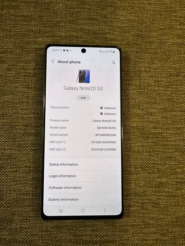 SAMSUNG NOTE 20 5G 8GB RAM 256GB DUAL SIM MINT CONDITION WITH S PEN