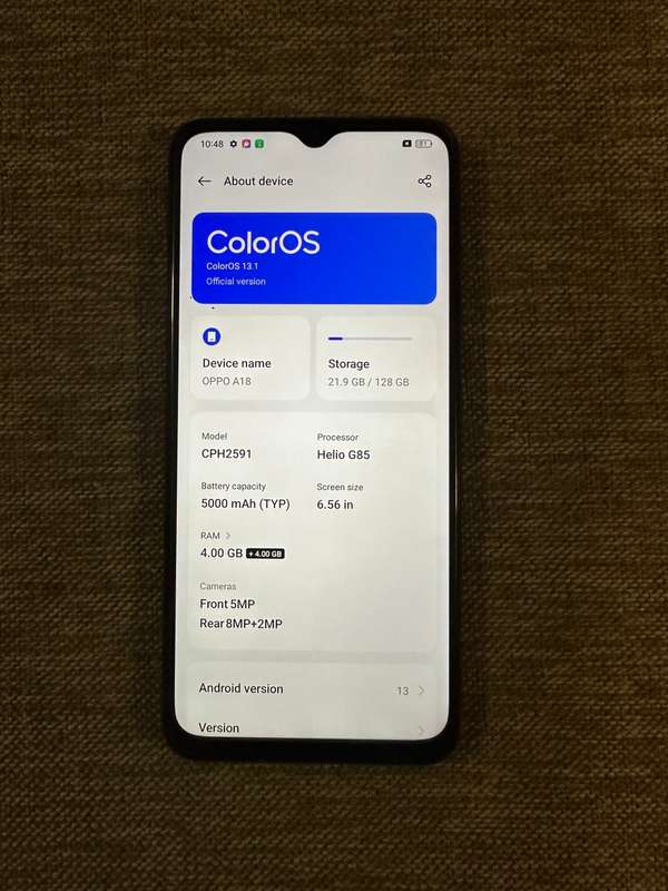 OPPO A18 128GB Dual SIM Black Mint Condition