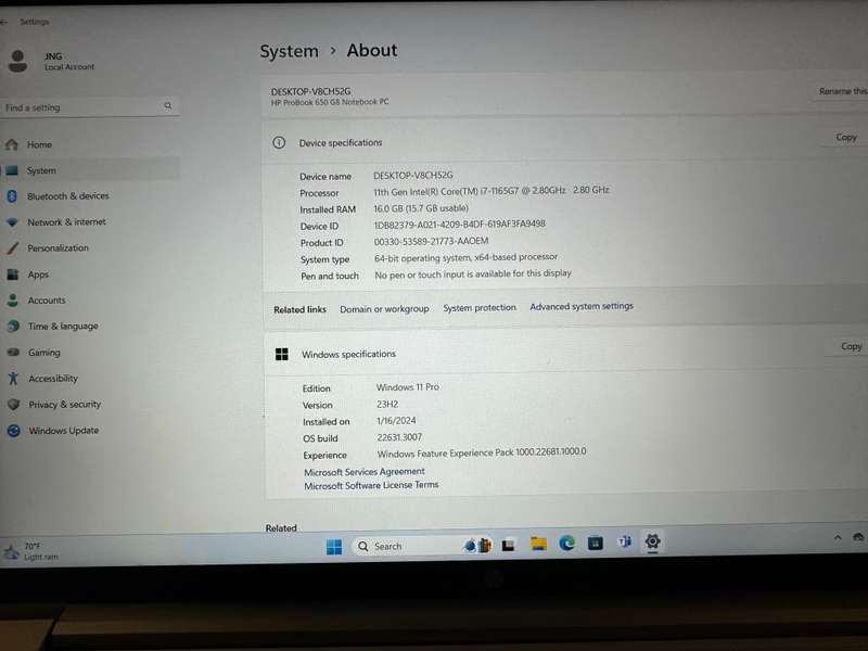 HP ProBook 650 G8 Notebook PC IDS Base Model 15.6 ``  FHD I7 11TH GEN 16GB RAM 512GBSSD HP WARRANTY