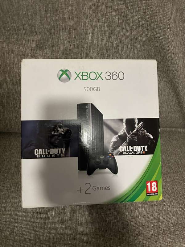 X BOX 360 500GB WITH 2 CONTROLLERS & 9 GAMES