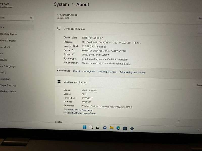 Dell 5520 Intel i7 V Pro 11th Gen FHD Display 16GB Ram 500GBSSD LTE WITH  DELL WARRANTY