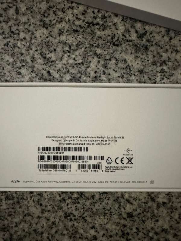 APPLE WATCH SE  MODEL A2355 40MM GPS LTE