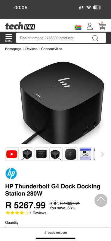 HP Thunderbolt G4 Dock Docking Station 280W Mint