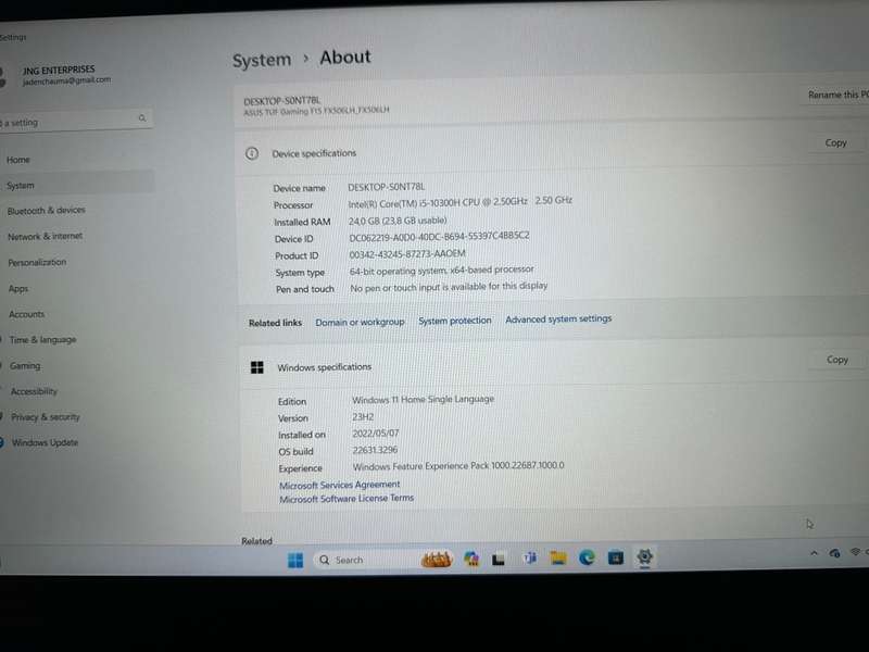 ASUS TUF GAMING FX506LH CORE I5 10TH GEN 24GB RAM 512GB SSD