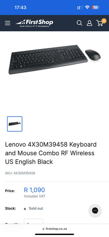 Lenovo Keyboard and Mouse Combo RF Wireless US English Black 4X30M39458 NEW SEALED