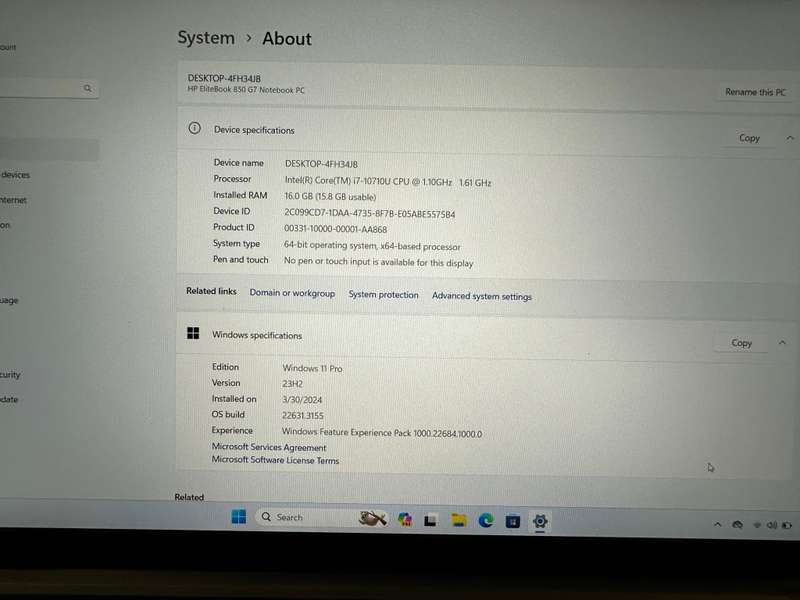 HP ELITEBOOK 850 G7 CORE I7 10TH GEN 16GB RAM 512GBSSD MINT LTE