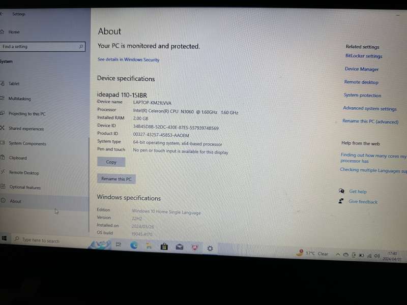 LENOVOVO IDEAPAD 110-151BR INTEL CELERON