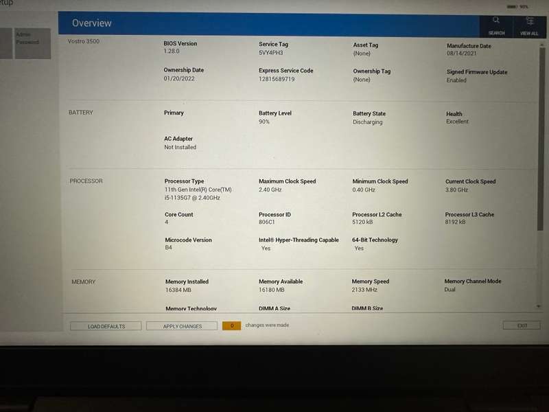 Dell Vostro 3500, 11th Gen i5-1135G7@2.4GHz, 16GB RAM, 512GB NVMe SSD, 15` FHD Display Dell Warranty