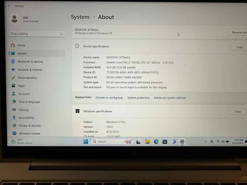 HP ELITEBOOK 840 G7 CORE I7 10TH GEN 16GB RAM 512 GB SSD LTE FHD DISPLAY HP WARRANTY