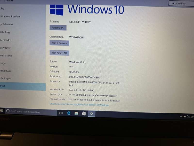 LENOVO T560 CORE I7 6TH GEN 8GB RAM 256GB SSD