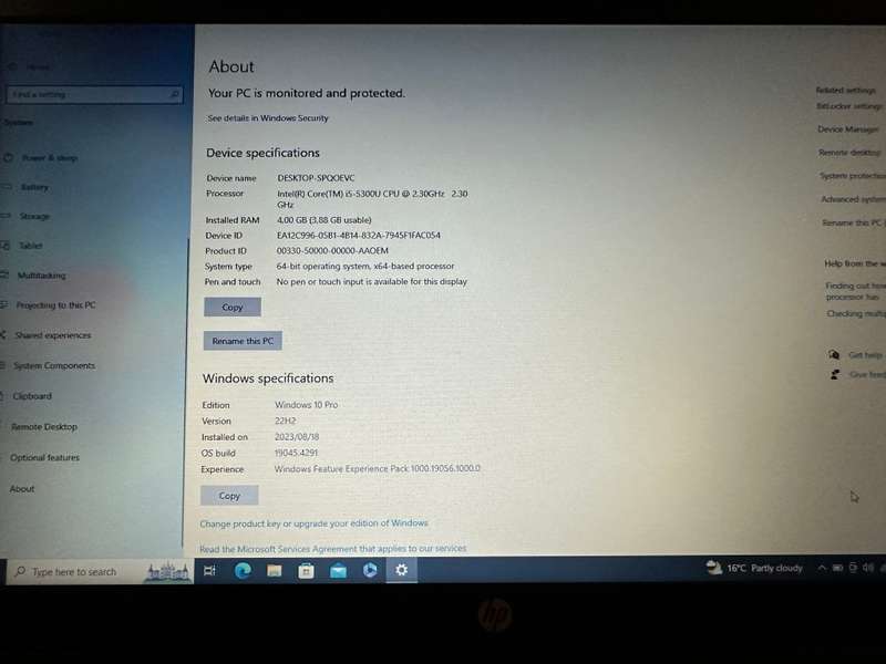 HP EliteBook Folio 1040,5th Gen i5-5300U@2.3GHz, 4GB RAM, m.2 128GB SSD