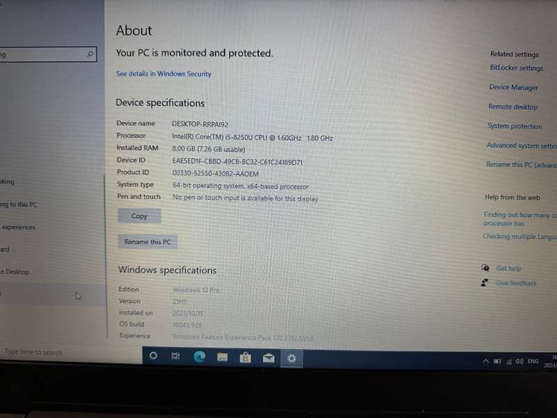 Lenovo V130-15IKB, 8th Gen i5-8250U@1.6GHz, 8GB RAM, 1TB HDD, 15`