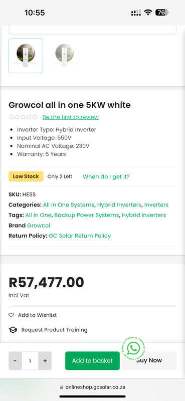 Growcol all in one 5KW Hybrid inverter New With Lithium Battery