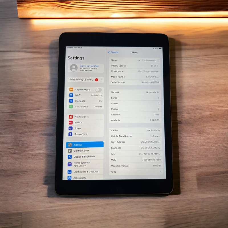 IPAD 6TH GEN MODEL A1954 32GB MINT WIFI & LTE