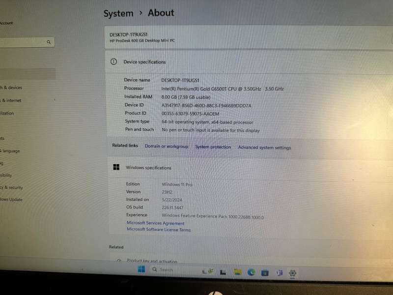 HP PRODESK 600 G6 MINI PC INTEL PENTIUM GOLD 10TH GEN 8GB RAM 256GBSSD HP WARRANTY