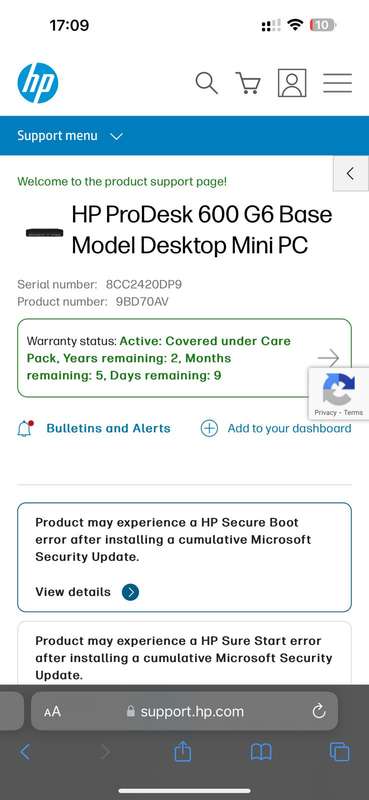 HP PRODESK 600 G6 MINI PC INTEL PENTIUM GOLD 10TH GEN 8GB RAM 256GBSSD HP WARRANTY